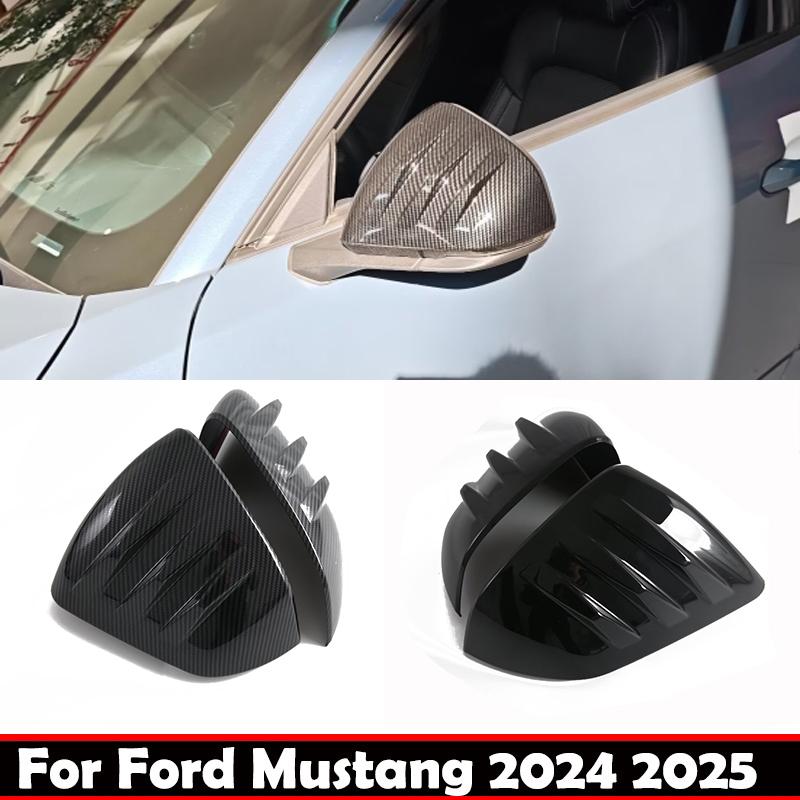 For Ford Mustang 2024 2025 ABS carbonfiber Rear View Mirror Cover Side Door Rearview Mirrors Cap Covers Exterior Accessories