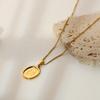 Ins Trendy French Style Women Sweater Chain Jewelry Necklaces Stainless Steel Body Sketch Square Pendant Necklace
