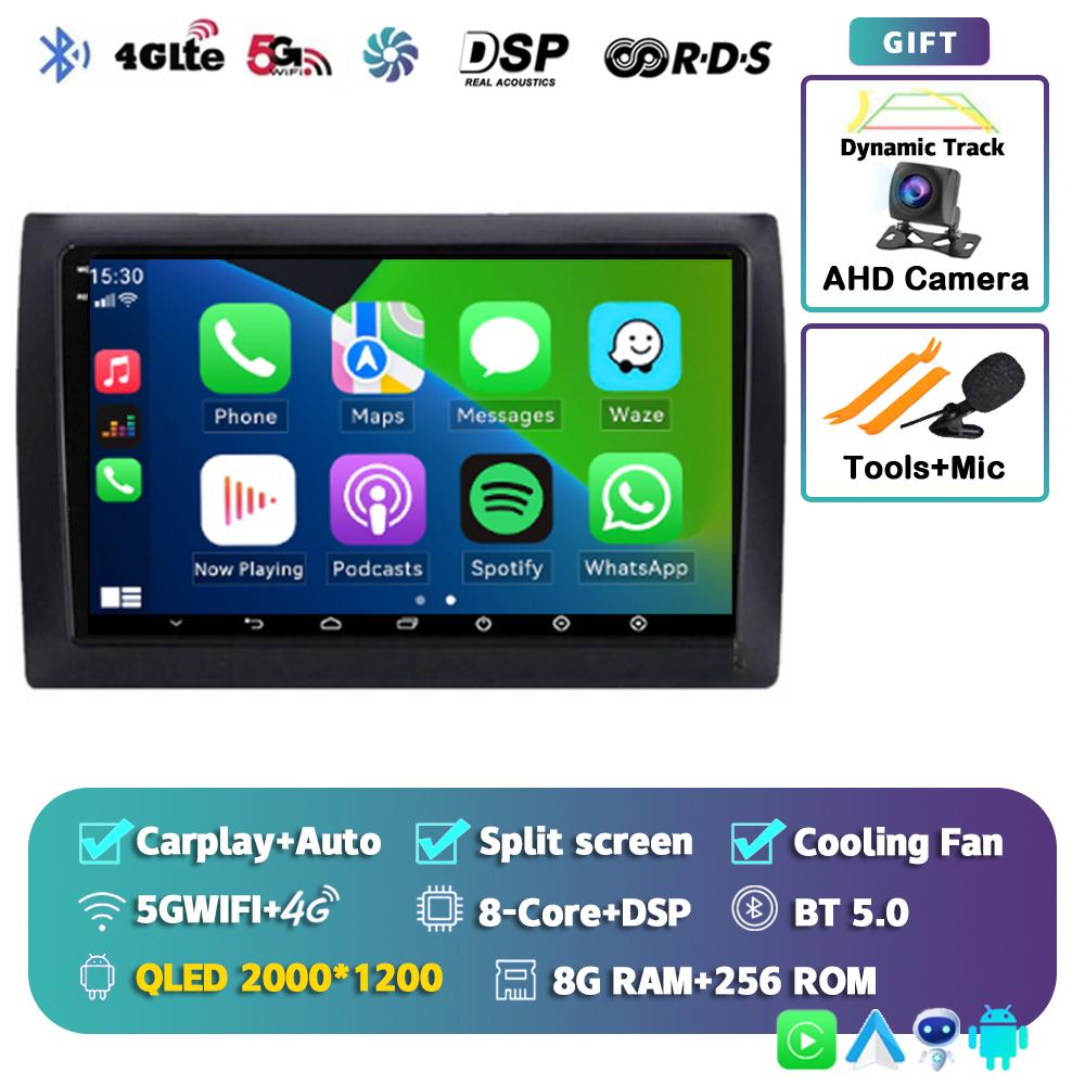 Android 14 Автомагнитола с CarPlay для Fiat Stilo 2001-2010 Мультимедийный видеоплеер GPS-навигация 4G+WIFI Стерео Аудио Головное устройство