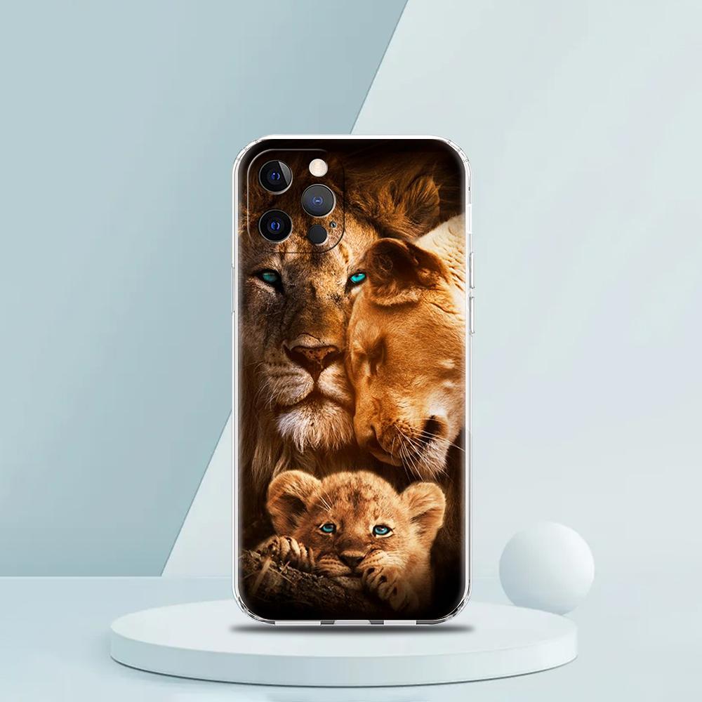 Чехол для телефона Лев для iPhone 16 15 14 13 12 Pro Max Прозрачный Мягкий для iPhone 11 Pro Max 7 8 Plus XS XR Силиконовый Чехол Capas