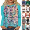 Shirt For Women's Fashion Casual Raglan Sleeve Round Neck Long Sleeve Loose Printed T-Shirt Ladies Top