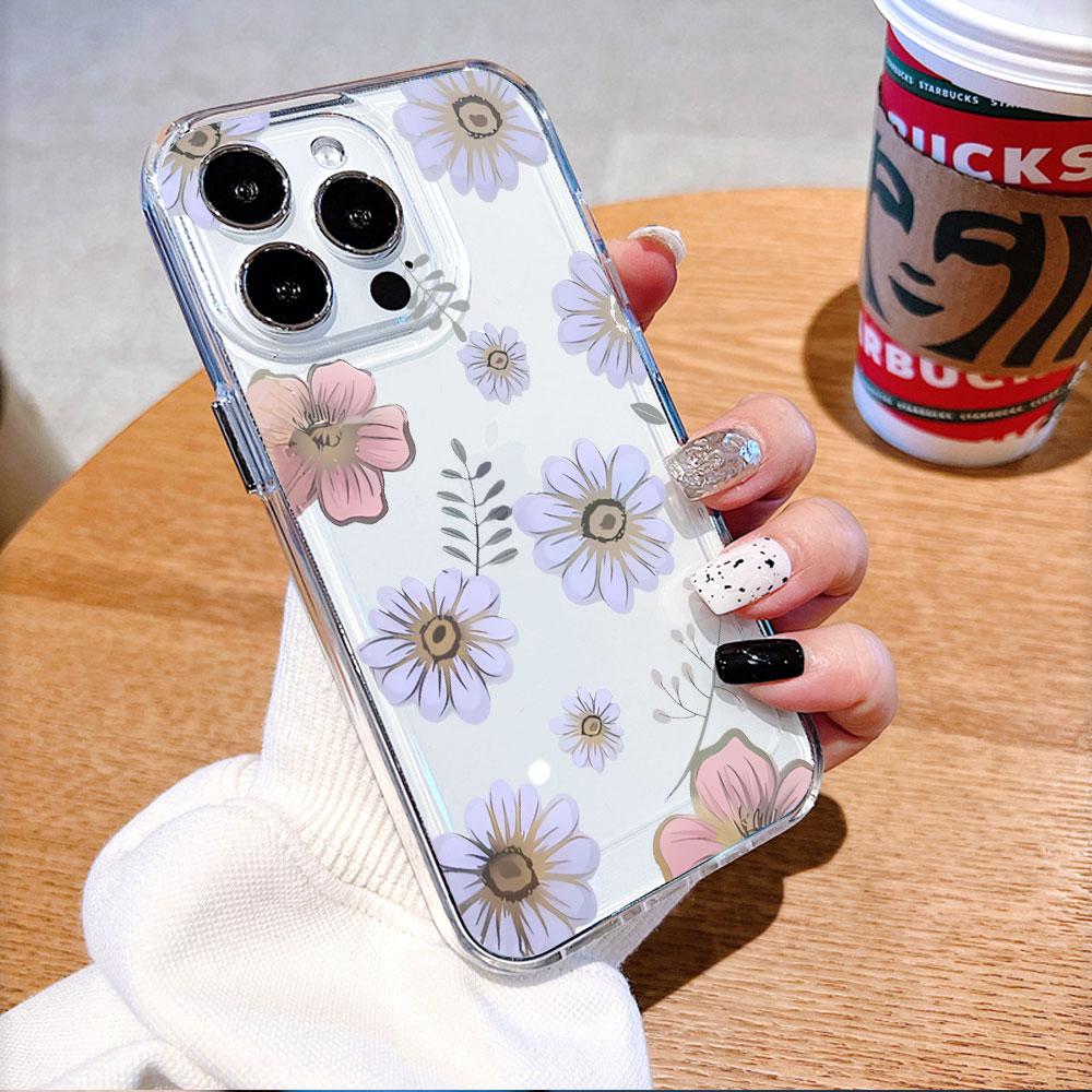 Прозрачный чехол для телефона с пастельным цветочным узором для IPhone 14 15 16 13 12 11 17 Pro Max 12 13 Mini Мягкий чехол