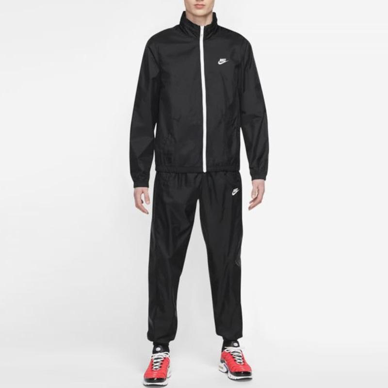 Nike Сплошной цвет, воротник-стойка, куртка на молнии и комплект бегунов с эластичной резинкой на талии, комплект мужской спортивной одежды, черный DR3337-010