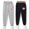 Новое поступление Детские эластичные брюки Весна Осень Хлопковые для девочек С цветочным и сердечным принтом Карманные Джоггеры Спортивные штаны Одежда для девочек 3-14 лет