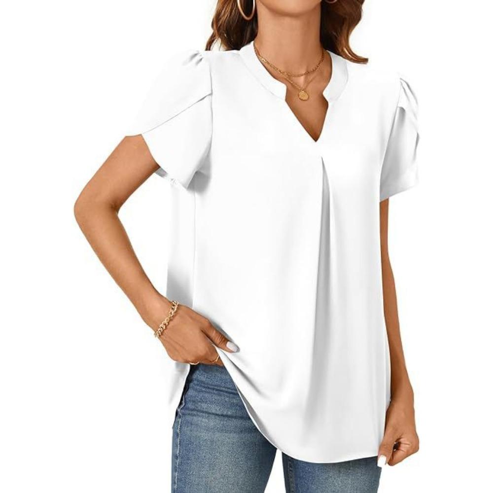 Women's Summer Fashion Simple V- Neck Blouse Shirt