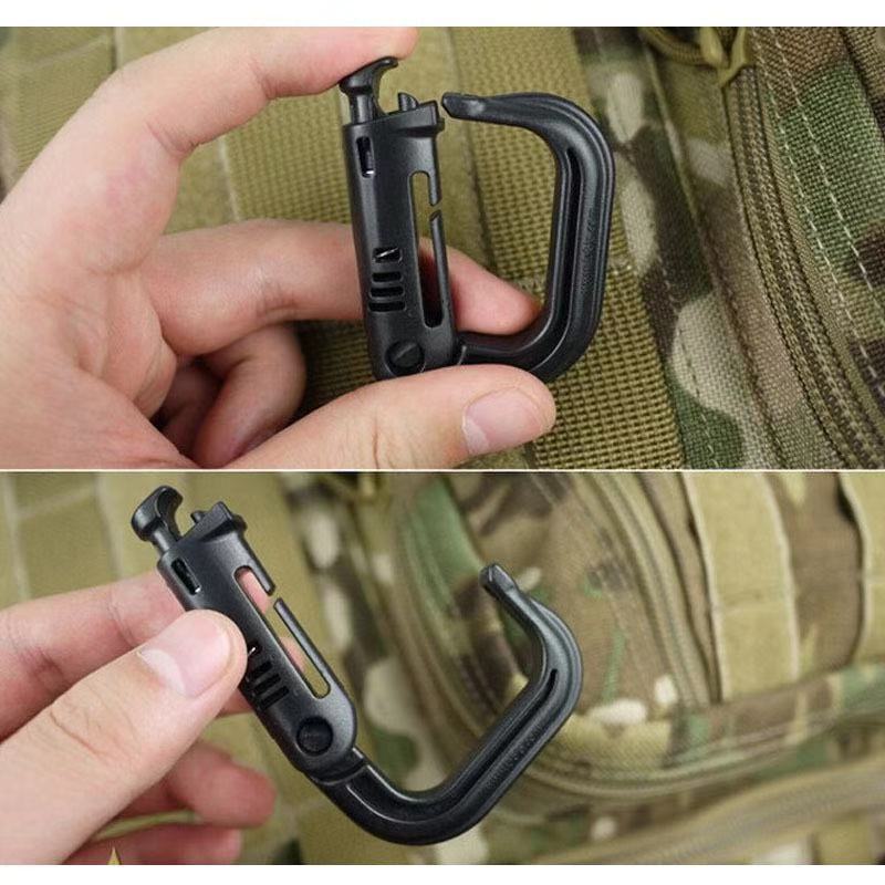 Тактическая D-образная пряжка-кольцо, карабин MOLLE для улицы, пластиковый зажим-защелка, точка крепления к тактическому жилету/сумке, крепеж