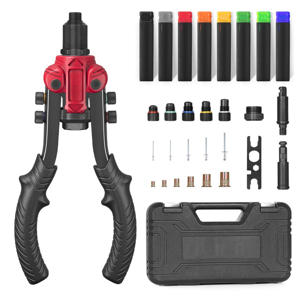 Rivet Nut Tool,3 In 1 Rivet Setter Kit,Rivet Nut Pliers Set with 6 Metric and SAE