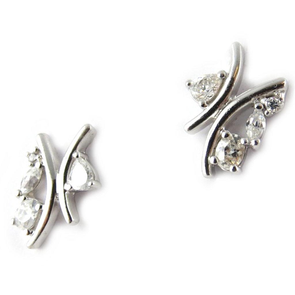 Les Trésors De Lily [B8476] - White 'Crystal Dream' Silver Earrings