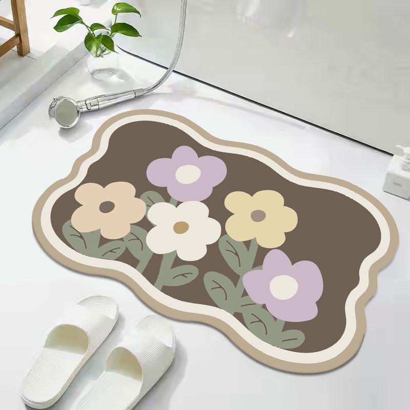 Нескользящий впитывающий коврик для двери ванной комнаты Fresh Flower