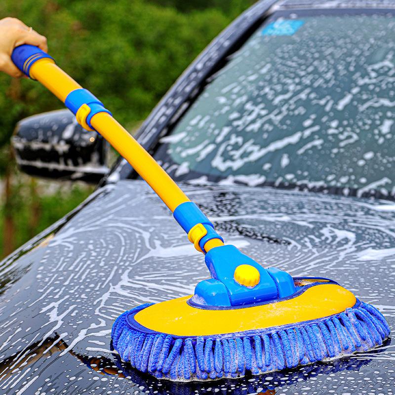 Retractable Curved Car Wash Mop with Soft Bristles - Car Cleaning Tool