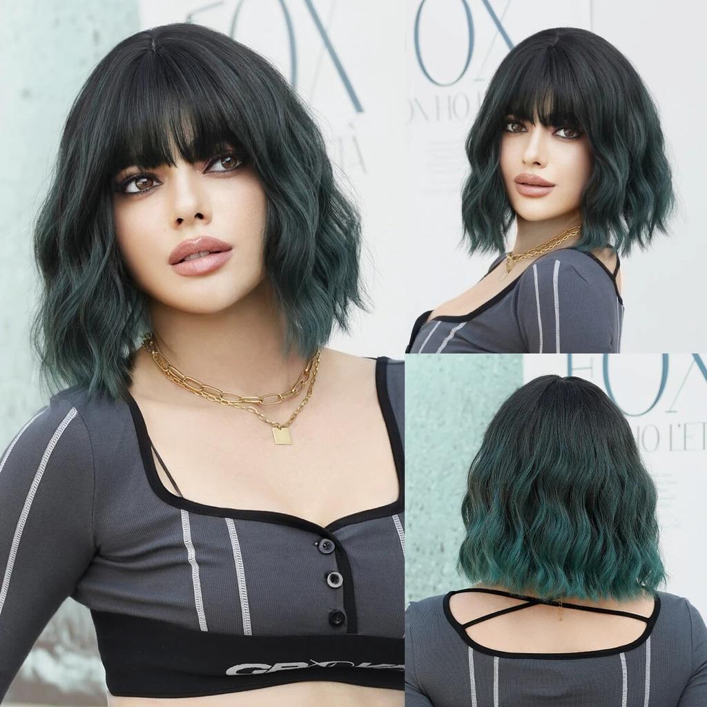 Серебристо-черный волнистый парик для женщин, повседневная вечеринка, косплей, средняя часть, парик из натуральных синтетических волос, термостойкое волокно