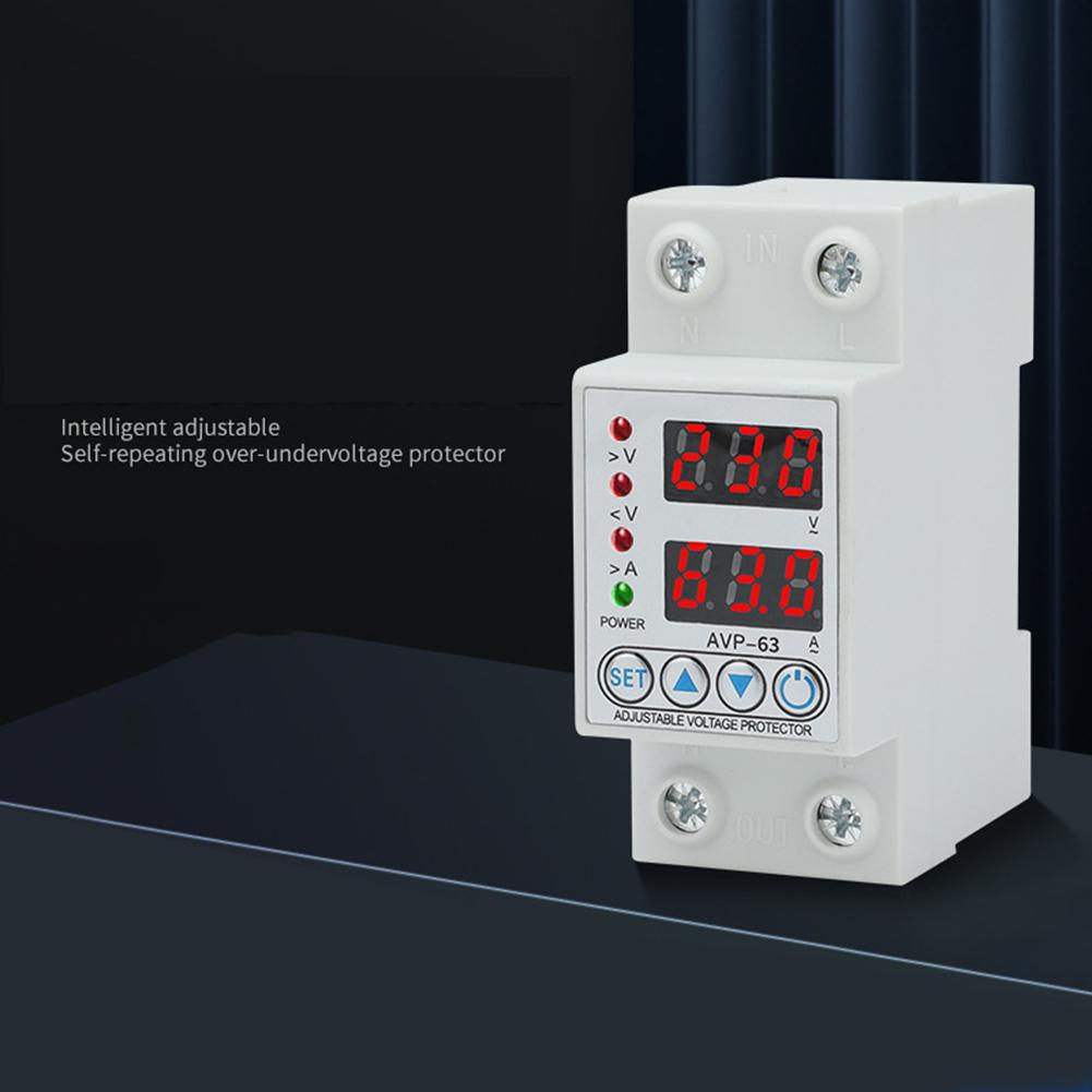 220V 40/63A Adjustable Over Under Voltage Protective Device Over Current Protection Limit Relay Protector Ammeter Voltmeter