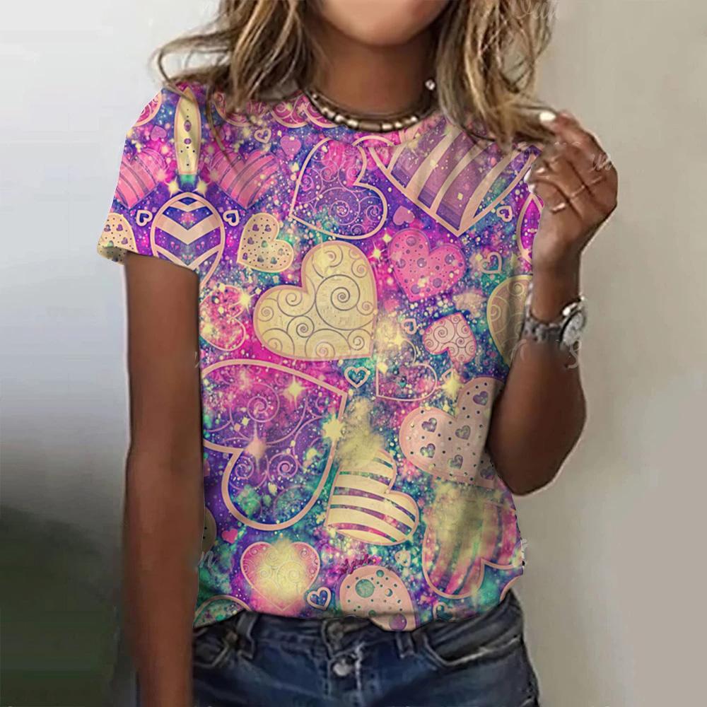 Summer Geometric Totem 3D Print T-shirts Women Streetwear Fashion Casual Y2k Short Sleeve