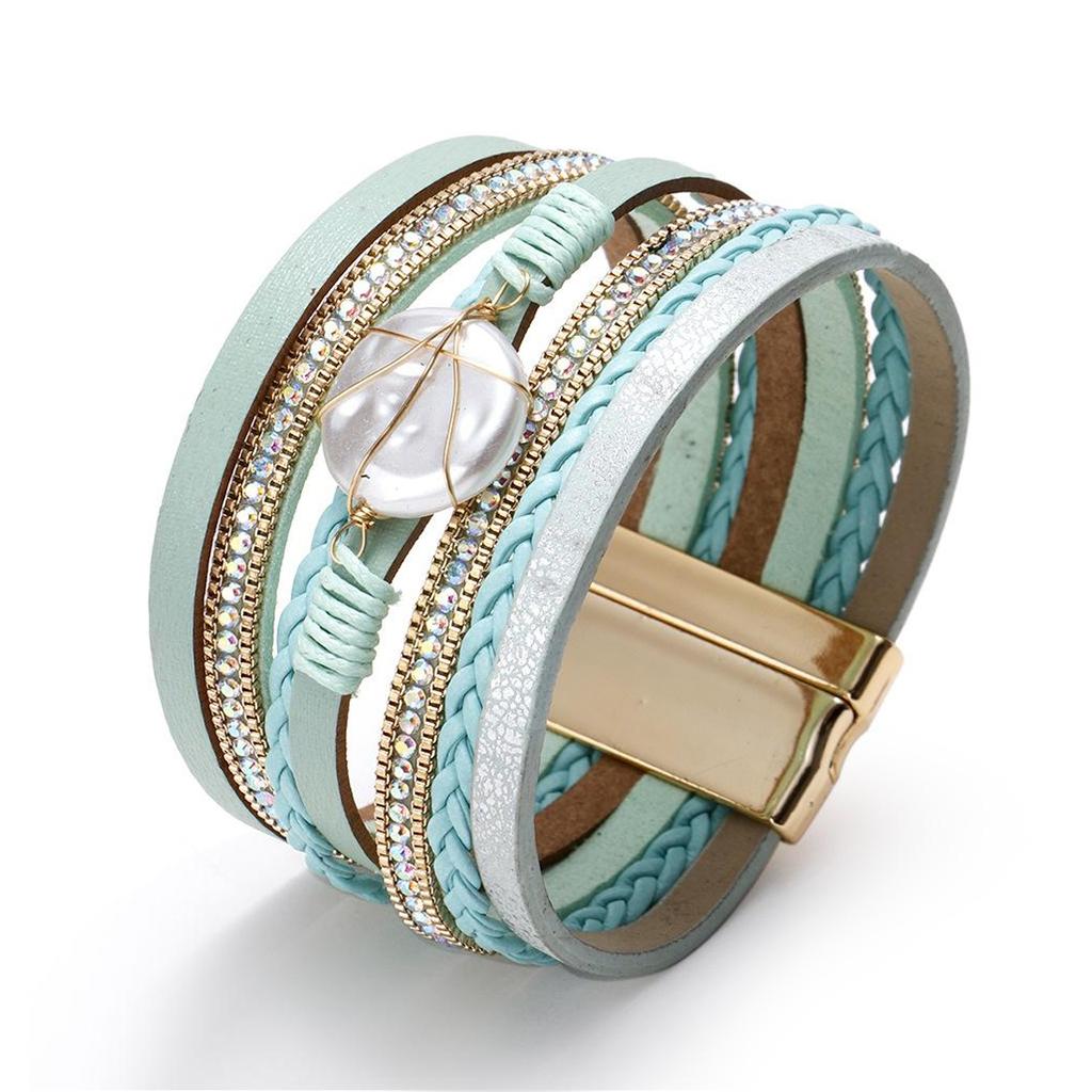 Кожаный браслет для женщин Многослойный браслет в стиле бохо Femme Jewelry