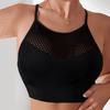 Sports Bras for Women High Support Seamless Ribbed Longline High Neck Sports Bra Racerback Padded Crop Top Yoga