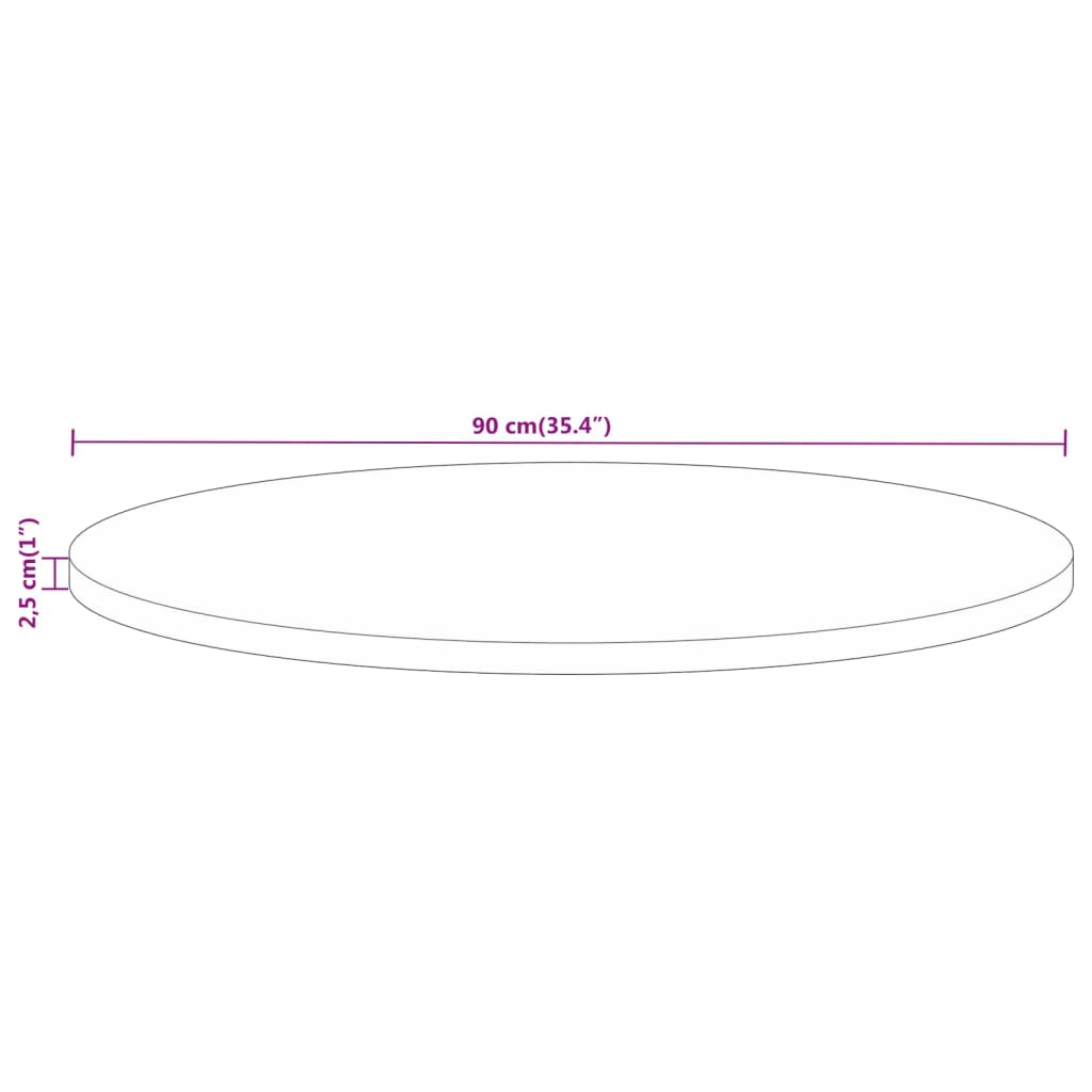Vidaxl Blat Stołu, Ø 90X2,5 Cm, Okrągły, Surowe Lite Drewno Mango