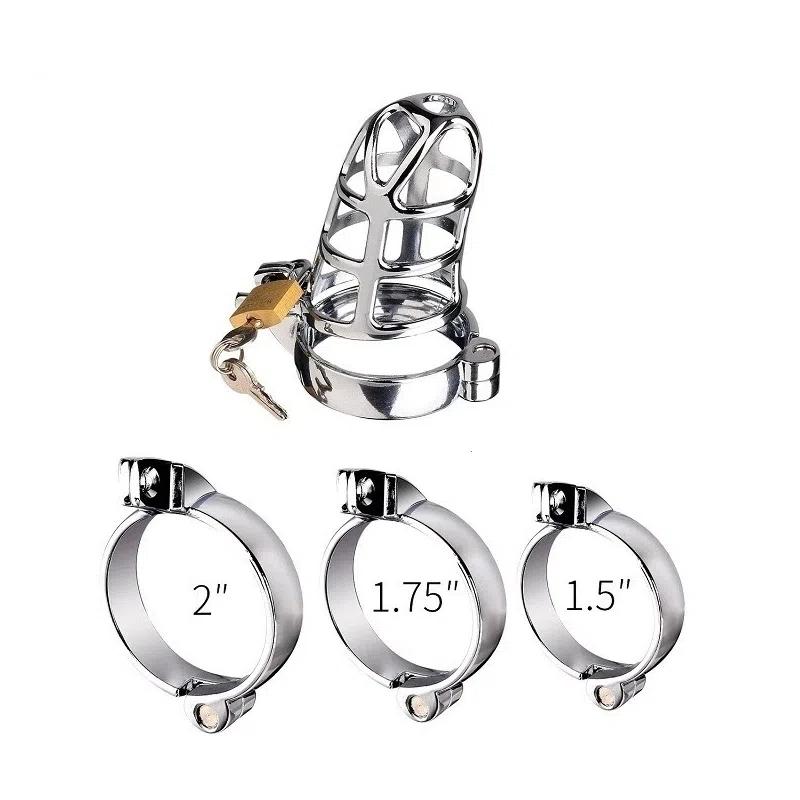 Penis Cock Ring Sleeve Lock Chastity Belt Sex Toys for Men Metal Cock Cage Male Chastity Device Lockable 40/45/50mm