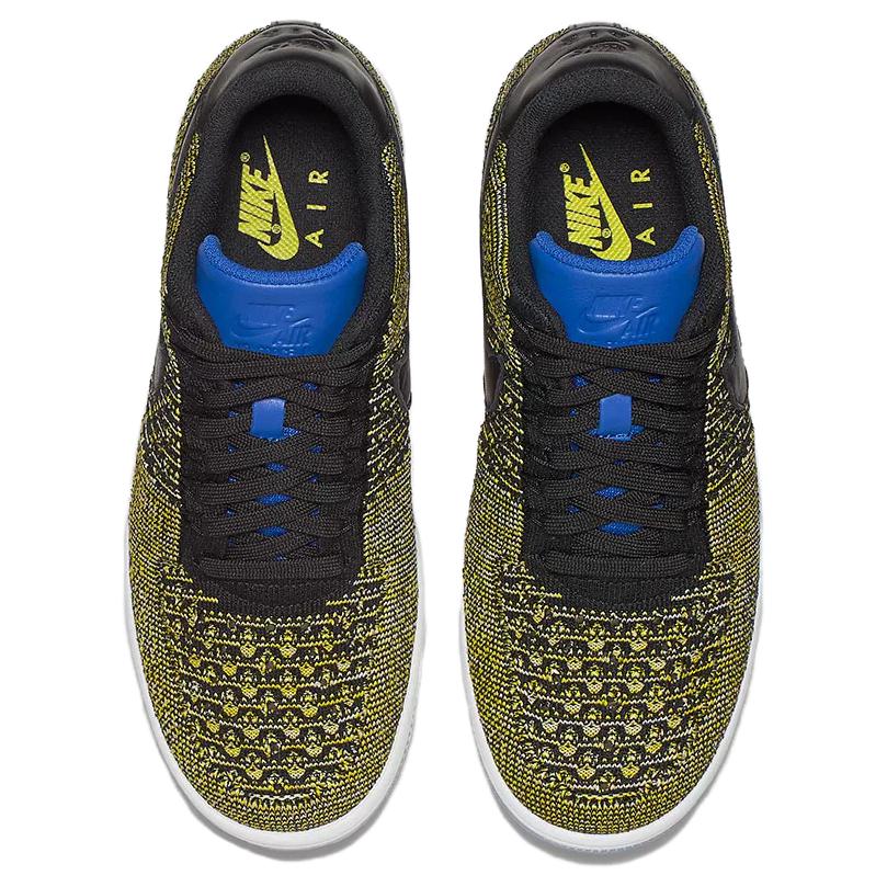 Nike Кроссовки женские Air Force 1 Flyknit Low Warriors разноцветные черные с синим оттенком-игровые-королевские-черные 820256-004