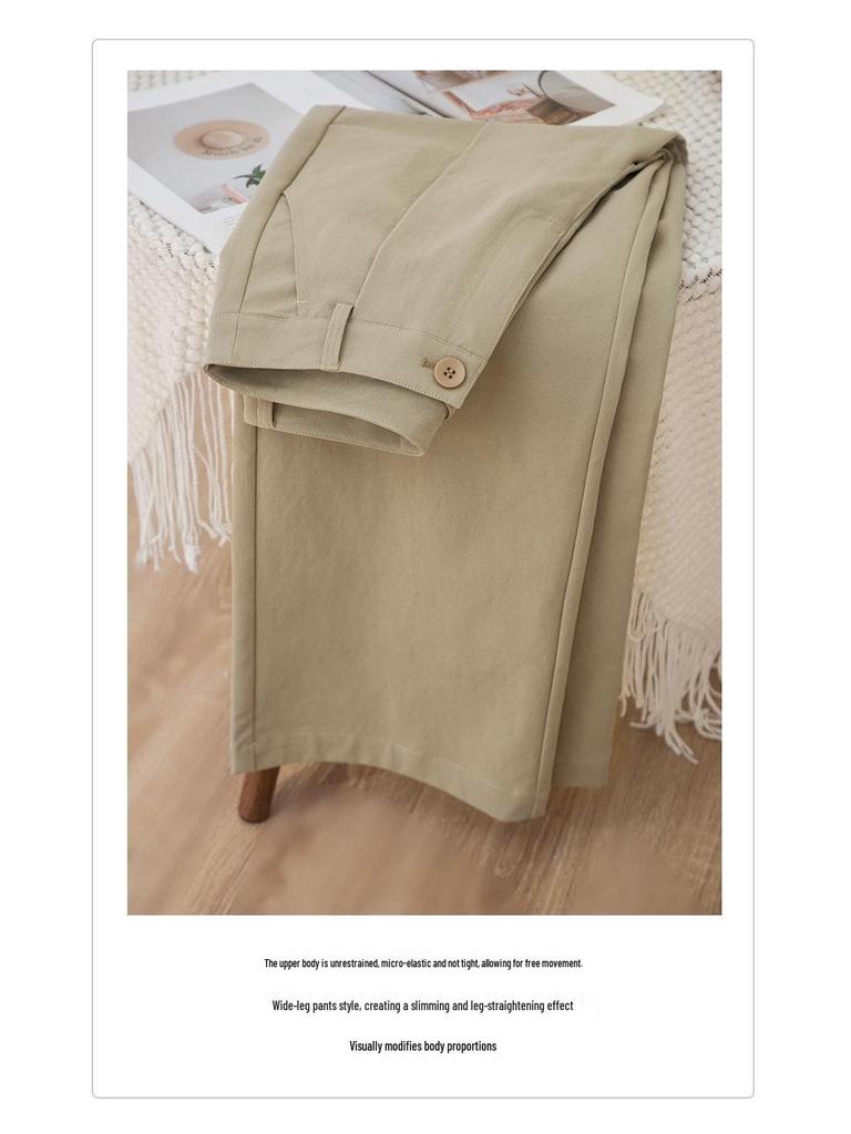 2025 Autumn Women's High-Waisted Wide-Leg White Casual Pants