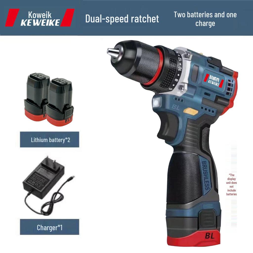 Keweike 18V Высокомощная Бесщеточная Аккумуляторная Электродрель и Ударный Шуруповерт
