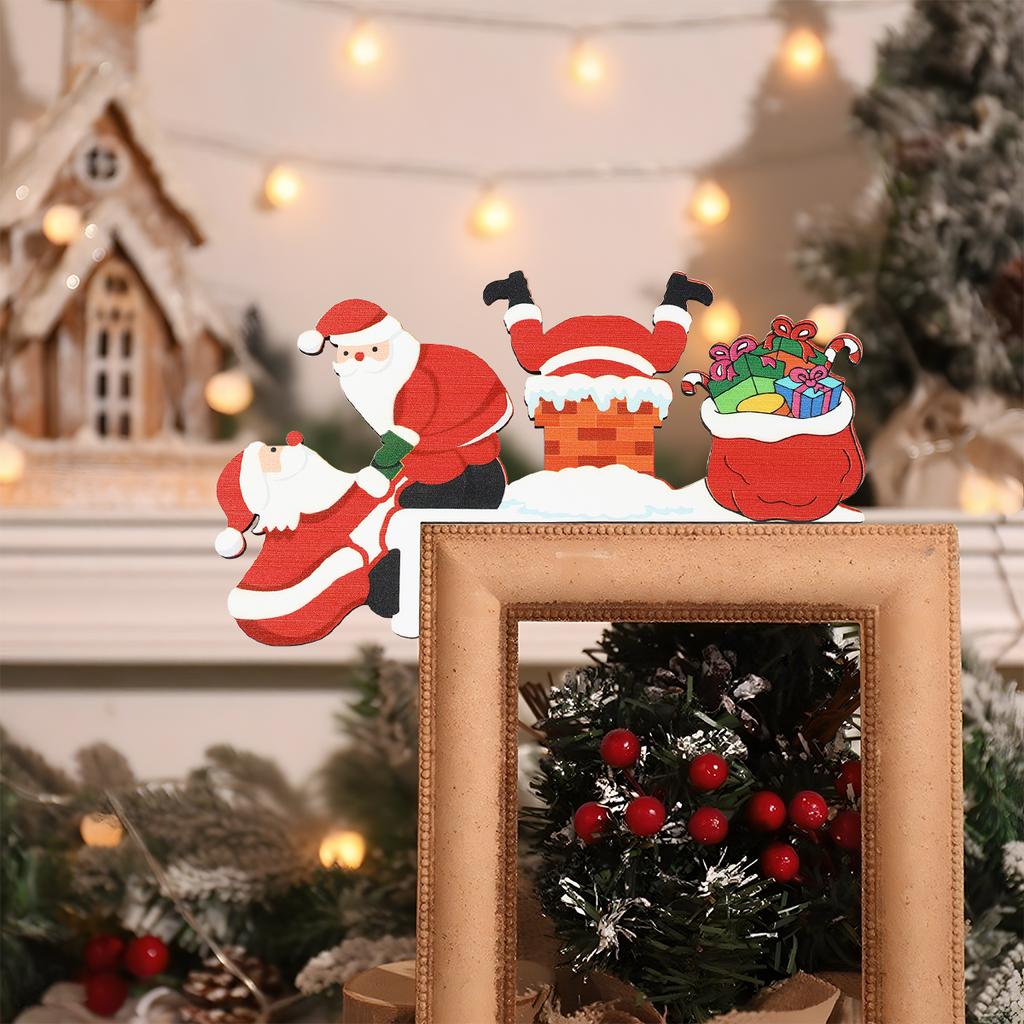 Christmas Santa Claus Wooden Door Frame Decoration Merry Christmas Decor for Home 2025 Navidad Xmas Tree Ornament New Year 2026