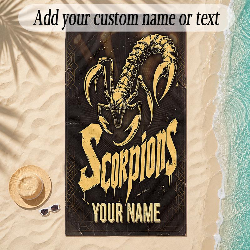 Beach TowelScorpions Custom Name Text Personalized Soft Towel for Beach Pool Indoor Home Decor Gift