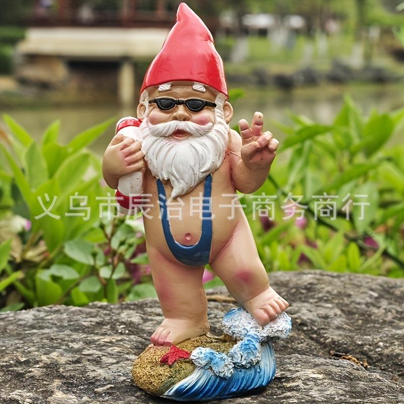 White beard swimming old man sculpture ornament outdoor courtyard garden fun gnome decorative resin crafts