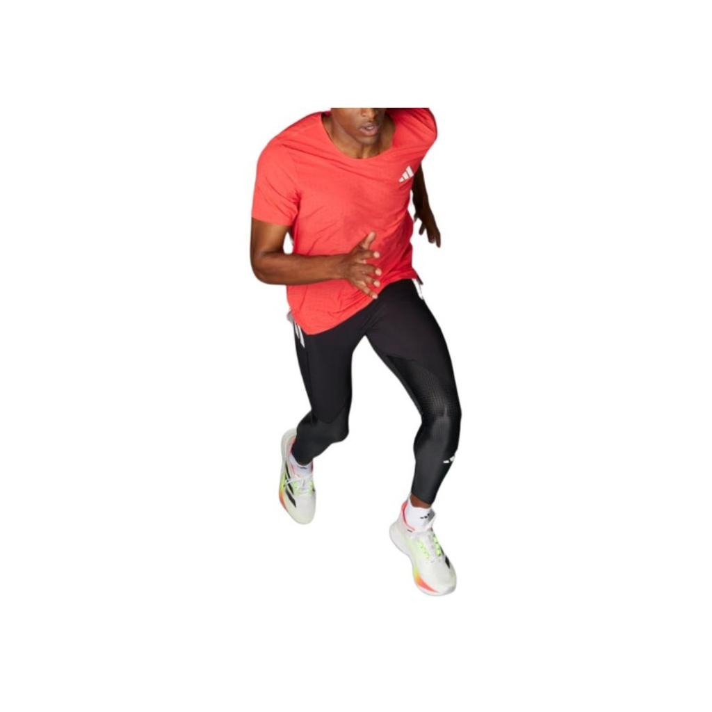 adidas Футболка Adizero Running Tee с логотипом, круглым вырезом, облегающая, с коротким рукавом, мужская, красная IX8987