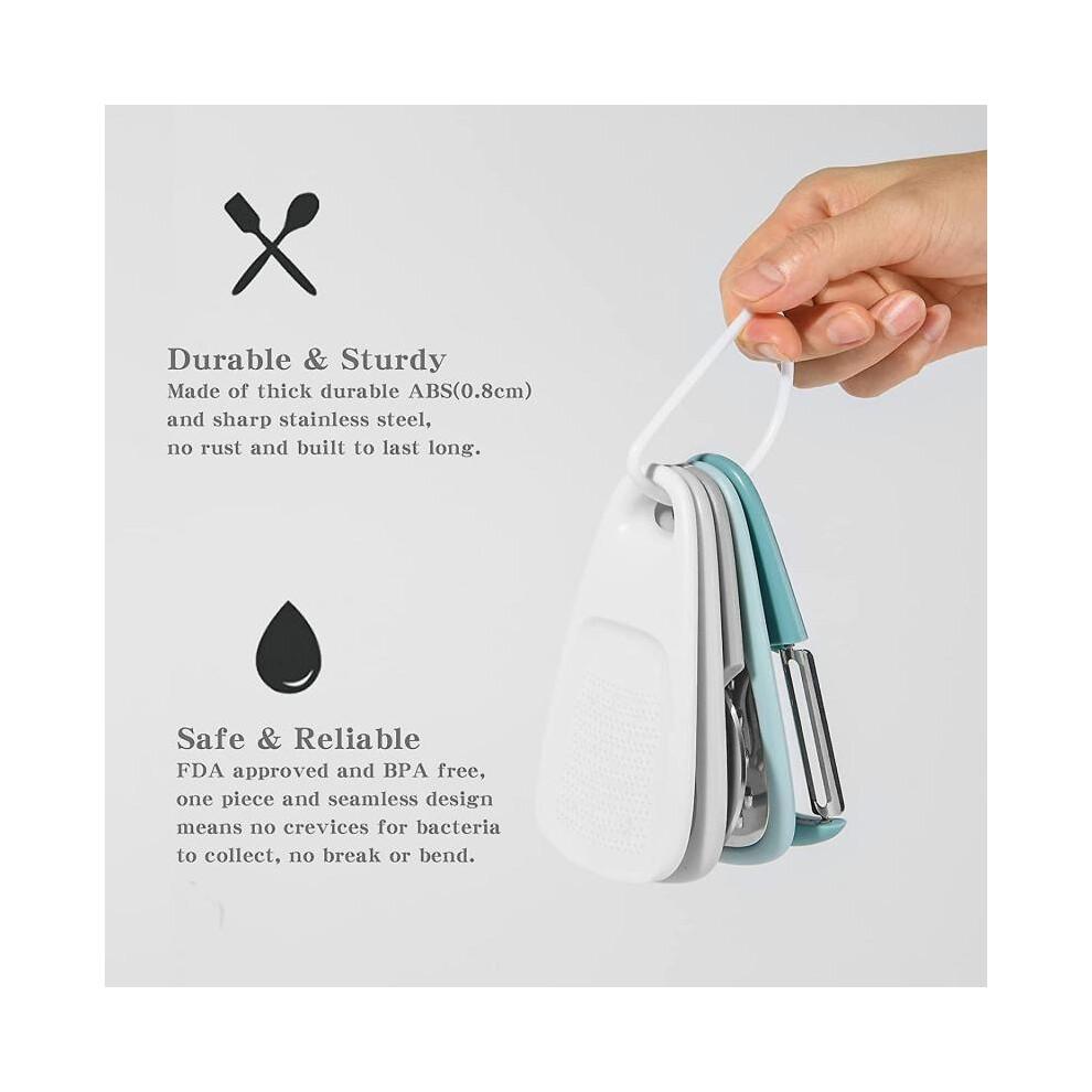 Kitchen Gadgets 5 Pieces Space Saving Kitchen Accessories Cheese Grater, Bottle Opener, Fruit/vegetable Peeler (blue)