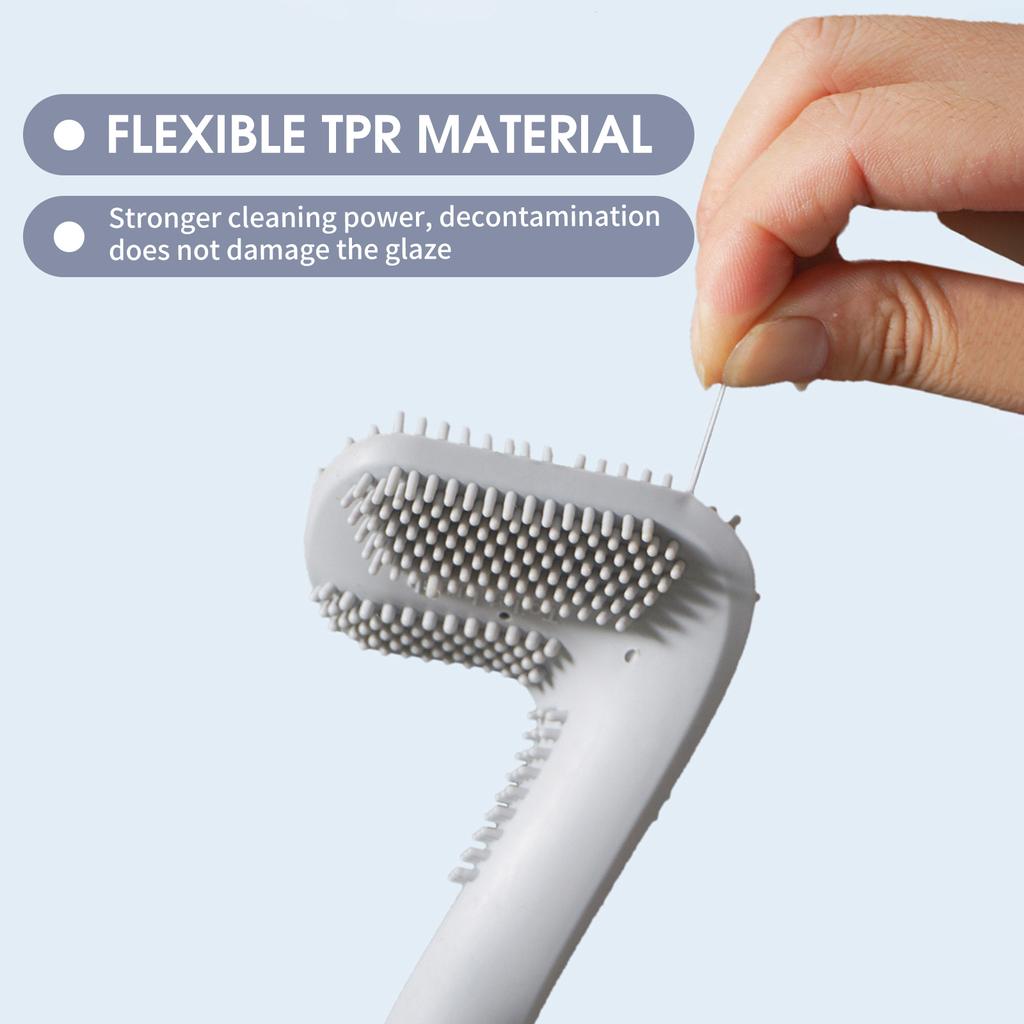 Toilet Brush and Holder Wall-mounted TPR Bristles Toilet Brush Cleaner No-drilling Bathroom Deep
