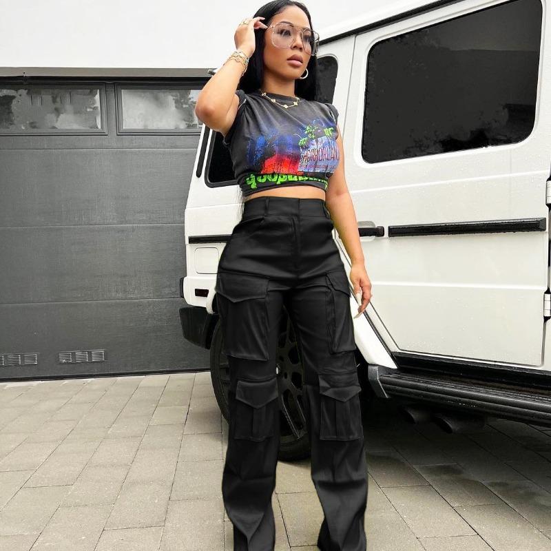 Весенне-летние женские брюки, модные повседневные однотонные брюки для рабочей одежды с несколькими карманами