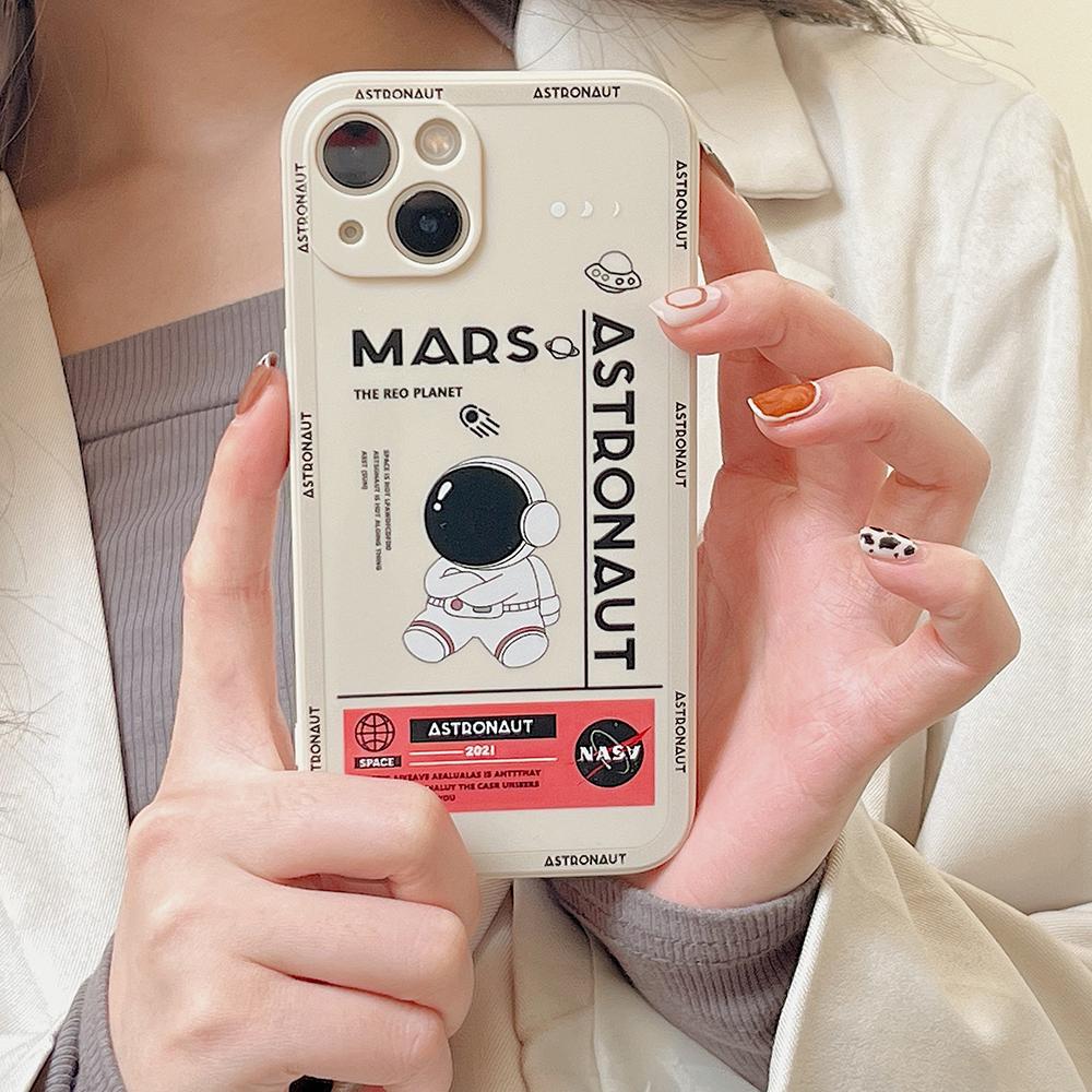 Для iPhone 13 6,1 дюйма Чехол для телефона из мягкого ТПУ с рисунком астронавта на Марсе, Защитная крышка с точным вырезом