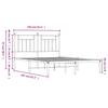 Metal Bed Frame with Headboard Black 150 x 200 cm