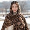 Cozy Leopard Print Scarf Thick Cashmere Feel Scarf Winter Shawl Wrap  Chilly Evening