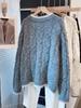 Handmade Floral Round Neck Sweater Coat for Women - 2025 Autumn/Winter Collection, Loose Fit, Thick Knit Cardigan Style.