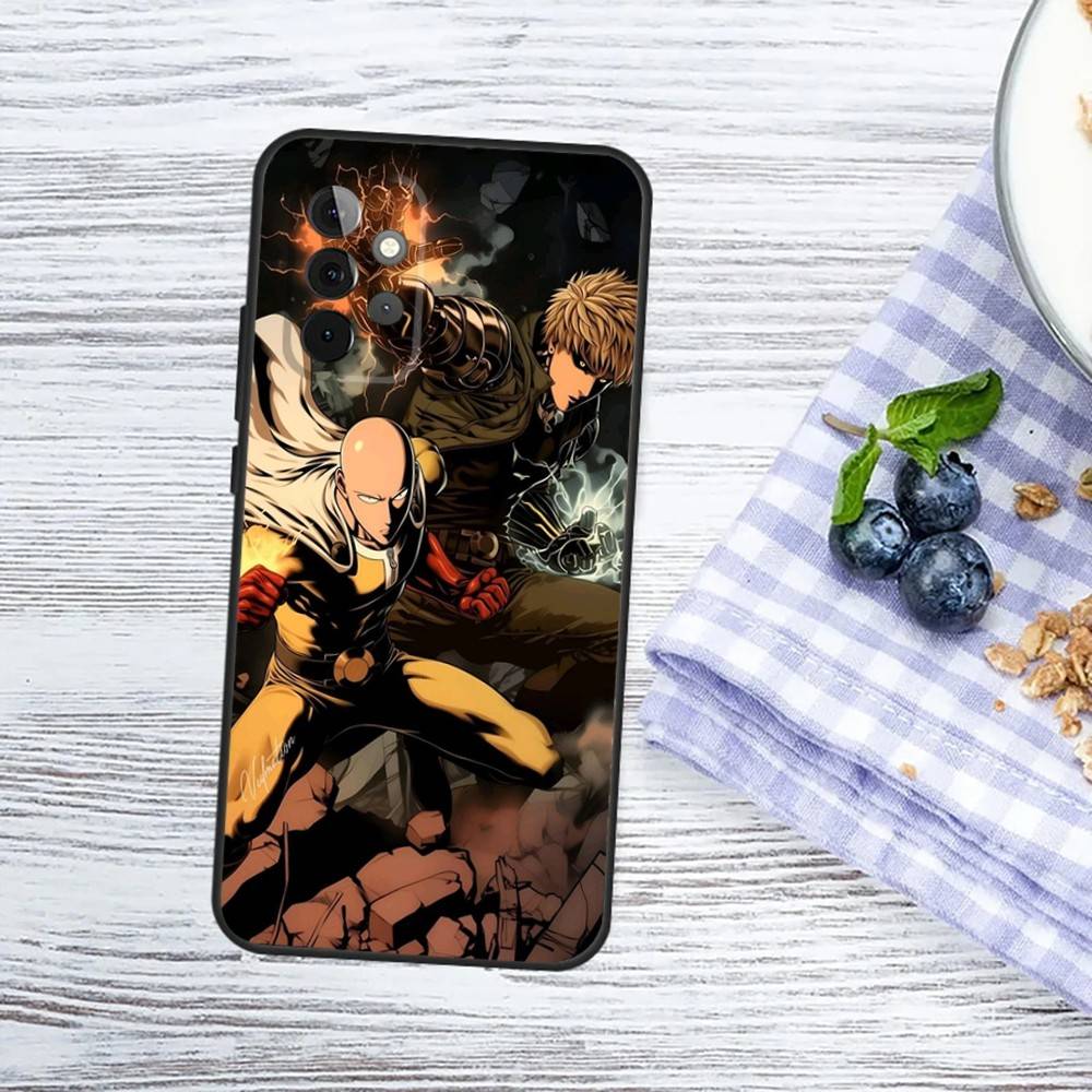 One P-Punch-Man Saitama Phone Case For Samsung Galaxy A13,A21s,A22,A31,A32,A52,A53,A71,A80,A91 Soft Black Phone Cover