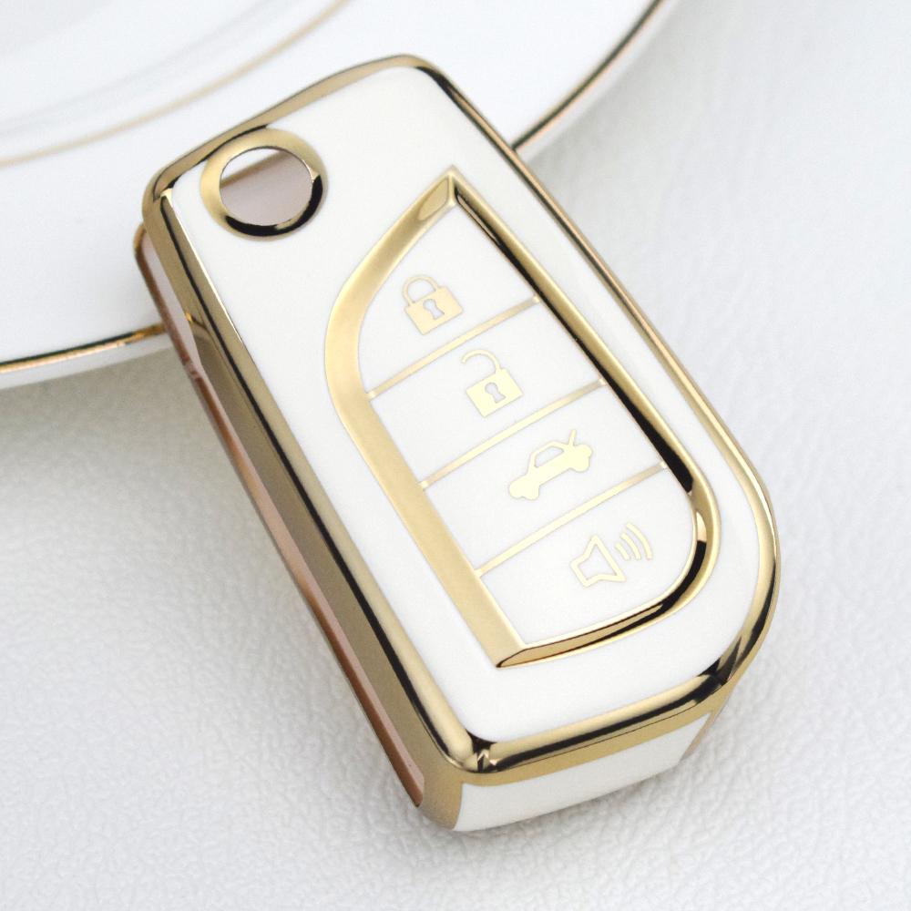 4 Button TPU Car Key Cover Case Shell Set Protector Fob for Toyota Aygo Yaris Highlander Camry RAV4 Key Holder