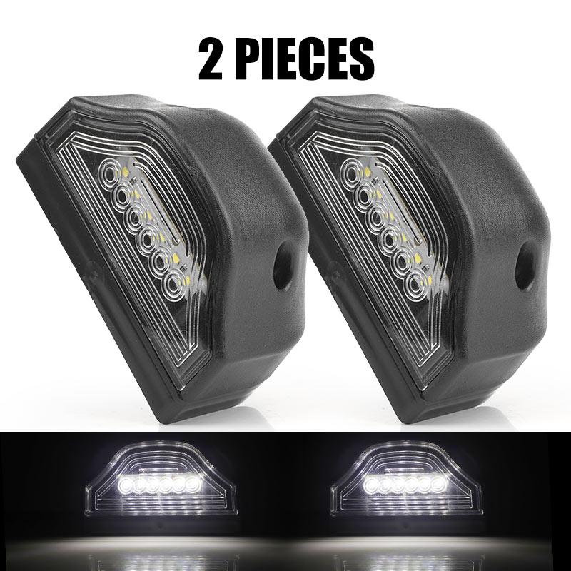 Universal 6 LED License Plate Light 12V 24V White Rear Driving Light Side Marker Lamp For Car Motorcycle Truck Trailer Lorry Van
