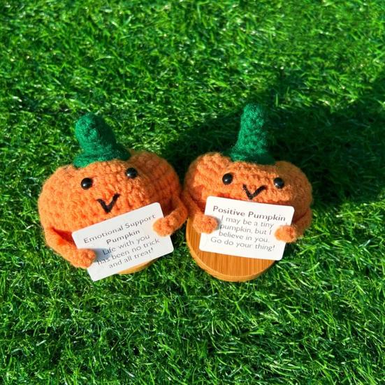 Позитивная вязанная крючком тыква на Хэллоуин, ручная работа, кукла-тыква для эмоциональной поддержки с поощрением