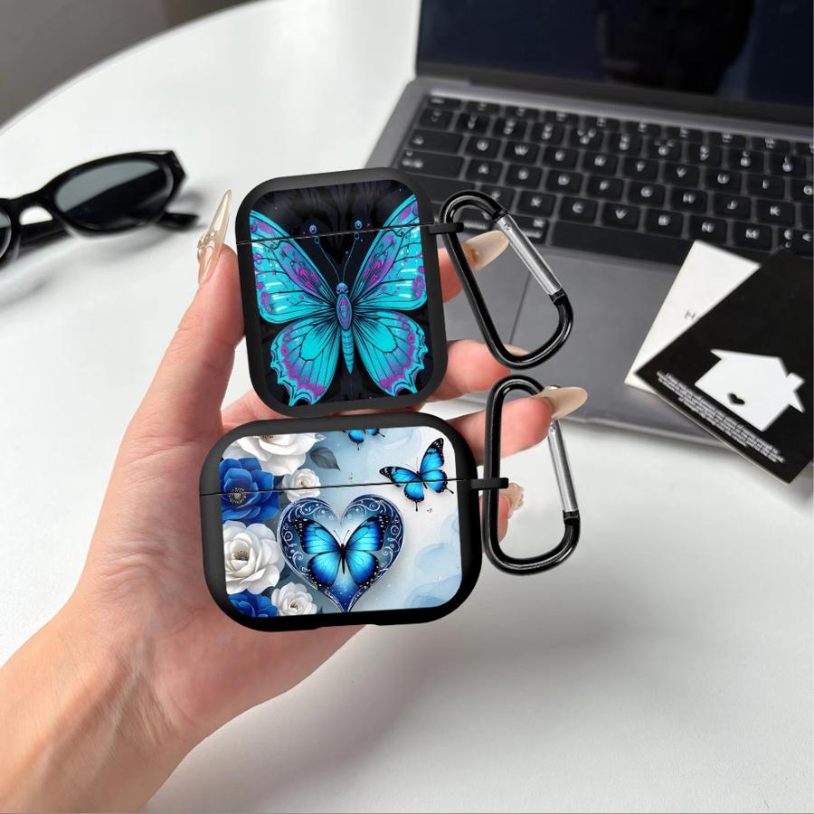 Чехол для наушников Чехол-крышка Для Airpods 1 Pro Pro3 Pro2 2 3 4 Белые Синие Бабочки Цветы