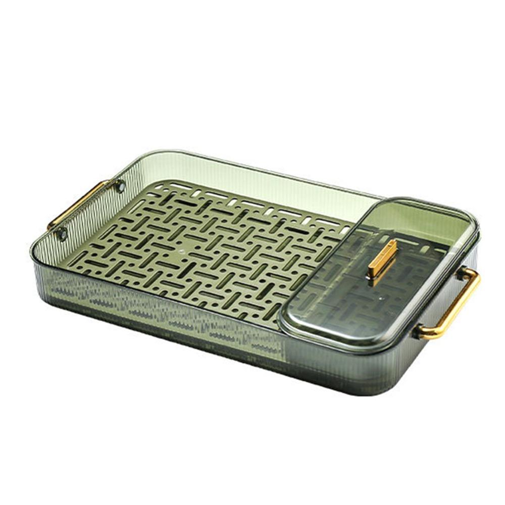 Dark Green Color Water Drainage Tea Tray Kitchen Counter Drain Board Dish Drying