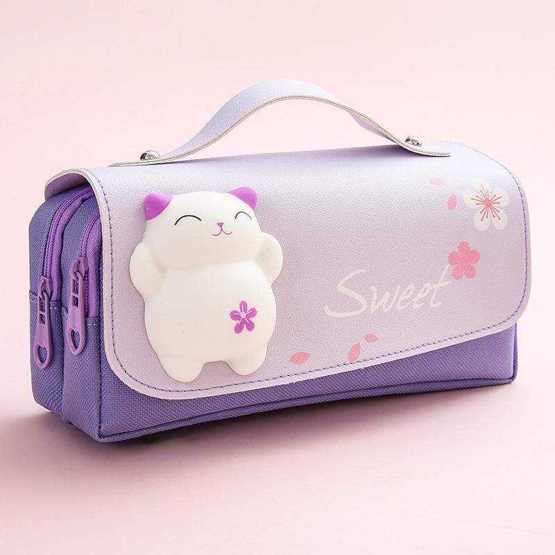 Cute Decompression Pencil Case Large Capacity Storage Bag Back to School Supplies Kawaii Korean Stationery Pen Cases