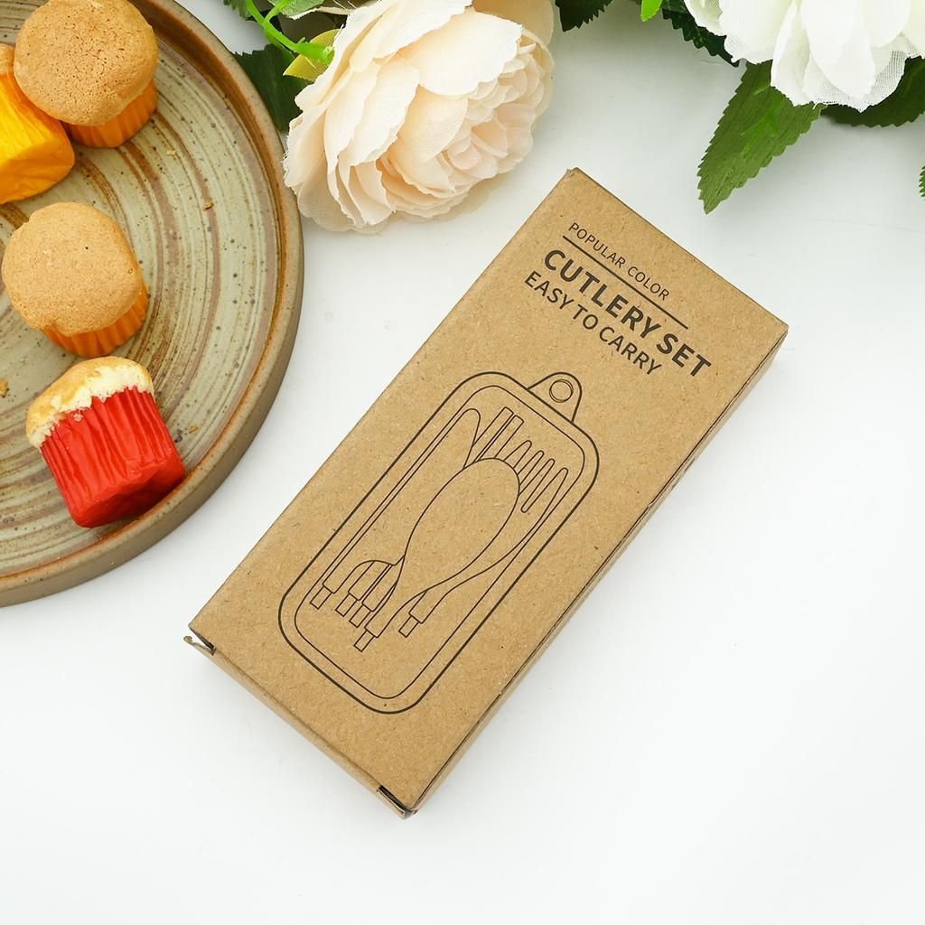 Портативный складной набор столовых приборов, детская посуда из пшеничной соломы, посуда для кемпинга на открытом воздухе с мини-коробкой, вилка, ложка, палочки для еды, посуда
