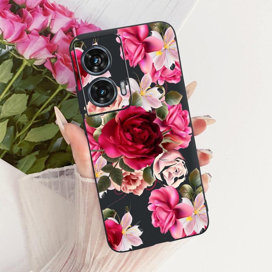 Чехол Для Motorola Edge 50 Fusion Чехол XT2429-1 Популярный Цветок Мягкий Черный Силиконовый Чехлы Для Телефона Для Motorola G96 5G MotoG96 Funda
