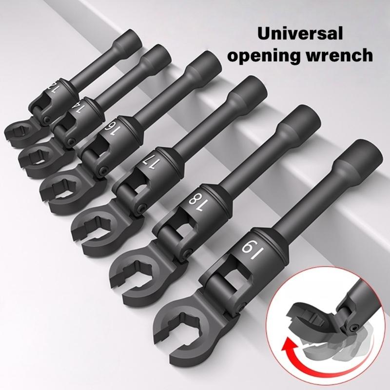 6Piece Heavy dutys Open End Wrench With Flexible Head Rotation Durability Alloy Pipe Removal Socket Wrench for Repair