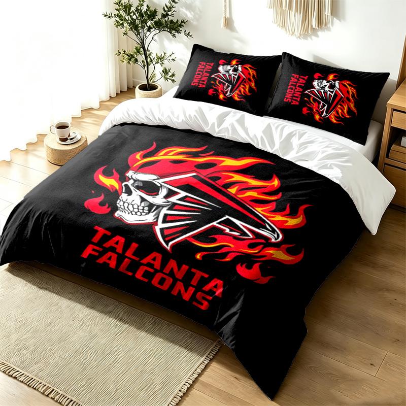 Atlanta Falcons 3pc Duvet Cover Set Simple Modern Bedding Set Wrinkle Resistant Soft Fabric All Season Use a perfect gift