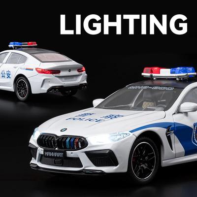 1:Масштаб 24 Модель полицейской машины M8 Автомобили из сплава Игрушки для мальчиков Звук Свет Литье под давлением Металл Инерционный Автомобиль Подарок Hot Wheels Коллекция Премиум