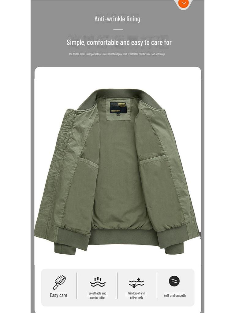 Мужская легкая хлопковая бейсбольная куртка — повседневный покрой на весну и осень