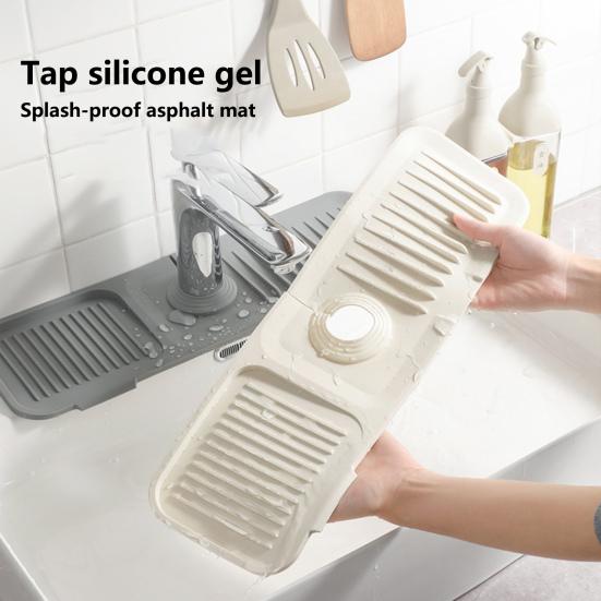 Silicone Faucet Drain Mat Kitchen Sink Splash Guard Multifunctional Fast Drying Faucet Drip Catcher Mat for Bathroom Washing Table Kitchen Countertop