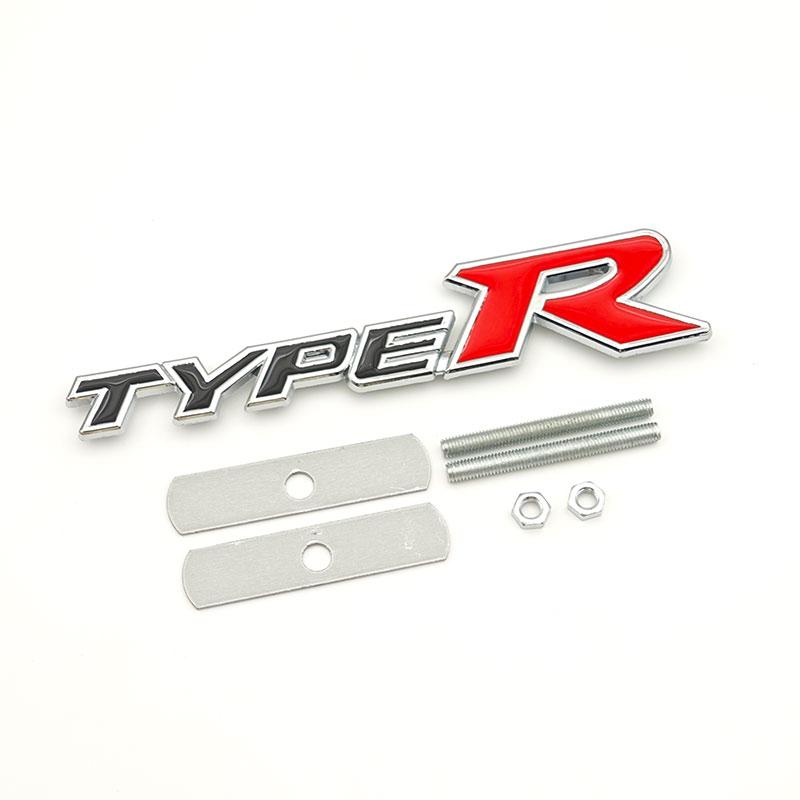 CVWF1 3D Metal Black Red Letters Type R Logo Car Front Grille Badge Emblem for Honda Accord Civic Type R Auto Accessories